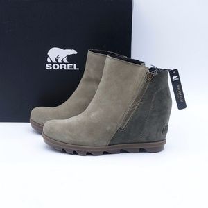 SOREL Women's Joan of Arctic Wedge II Zip Waterproof Booties NL3677-365 Sage